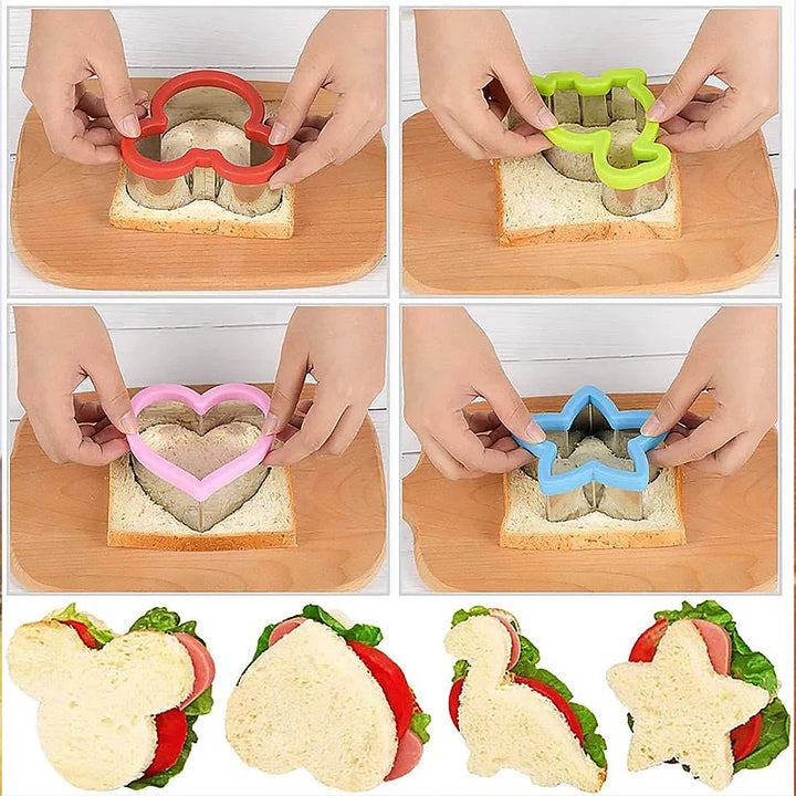 Sandwich Cutters Set for Children Food Cookie Bread Mold Maker Fruit and Vegetable Shapes Cutting Mould Baking Tools for Kids