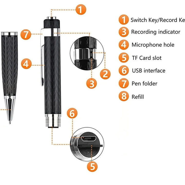 Digital Voice Recorder Pen Professional Audio Sound Recording activated long distance U Disk 8GB 16GB 32GB WAV 192Kpb Dictaphone