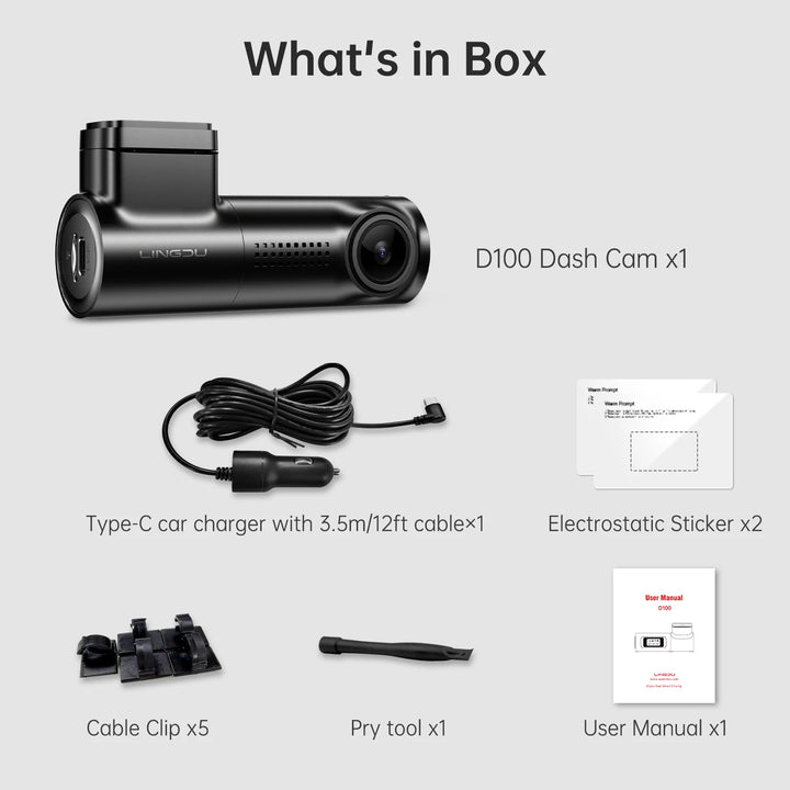 LINGDU D100 Dash Cam 2K 1440P Car DVR WiFi Built in GPS Voice Control 24H Parking Monitor Night Vision