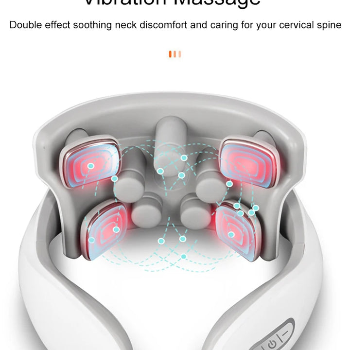 Neck Massage Machine 4 Head And Neck Protection Heating Machines Breathing Light Vibration Hot Compress Cervical Spine Machine