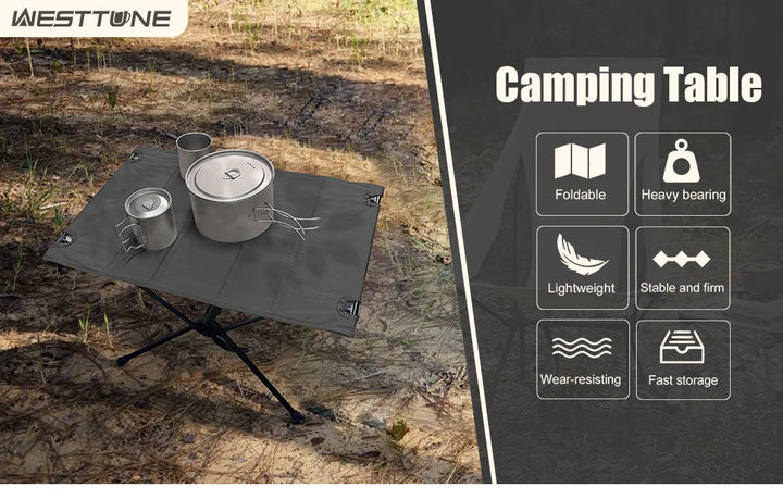 WESTTUNE Camping Folding Table Lightweight 1680D Oxford Roll-Up Table Portable Aluminum Alloy Tourist Tables for Outdoor Picnic