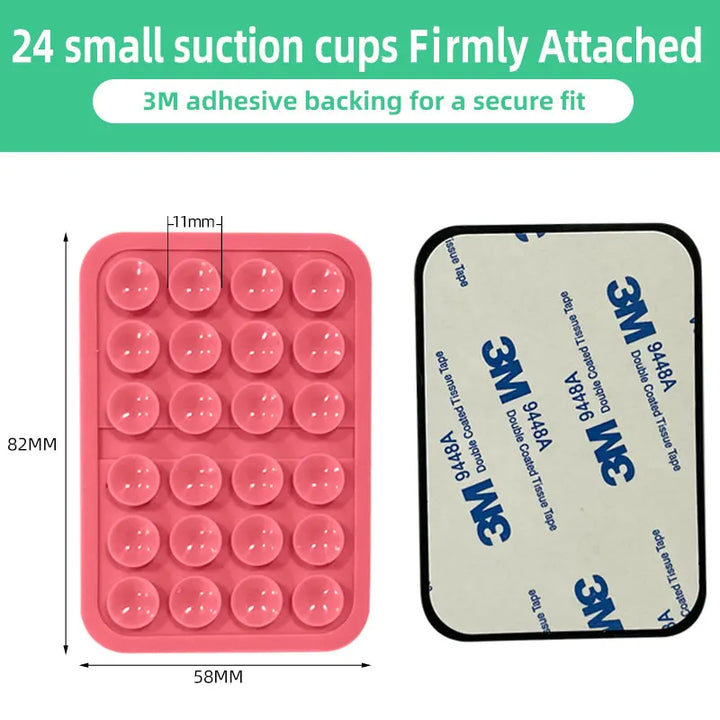 Phone Silicone Suction Cup Stand + 24pcs Square Suction Cups + Silicone Suction Cup Anti-Slip Mat For Phone Cases