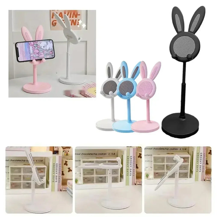 Cell Phone Stand,Angle Height Adjustable Bunny Phone Stand for Desk,Cute Rabbit Phone Holder Stand for Desk Mobile universal