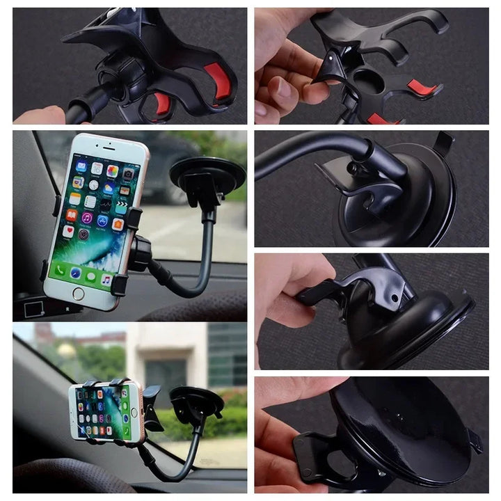 360 Rotate Sucker Car Phone Holder Flexible Mount Stand Mobile Cell Support For IPhone Samsung Xiaomi Clip Phone Holder In Tools