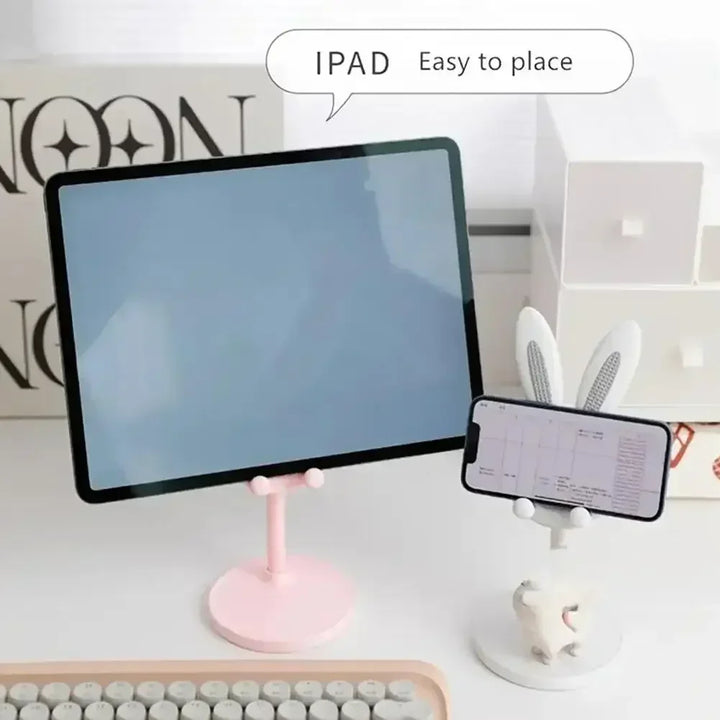 Cell Phone Stand,Angle Height Adjustable Bunny Phone Stand for Desk,Cute Rabbit Phone Holder Stand for Desk Mobile universal