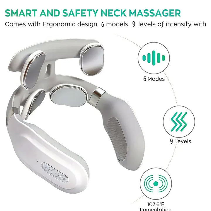 Neck Massage Machine 4 Head And Neck Protection Heating Machines Breathing Light Vibration Hot Compress Cervical Spine Machine