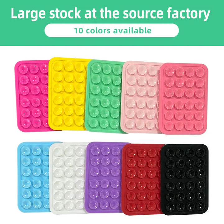 Phone Silicone Suction Cup Stand + 24pcs Square Suction Cups + Silicone Suction Cup Anti-Slip Mat For Phone Cases