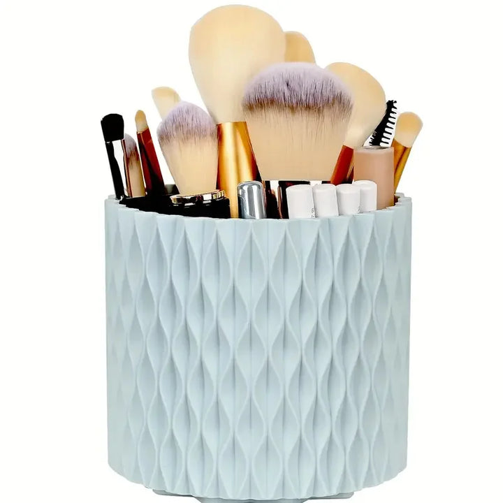 360° Rotating 5 Slot Makeup Brushes Holder Organizer Multi-Functional Desk Storage Cosmetics Storage for Vanity Desktop Bathroom