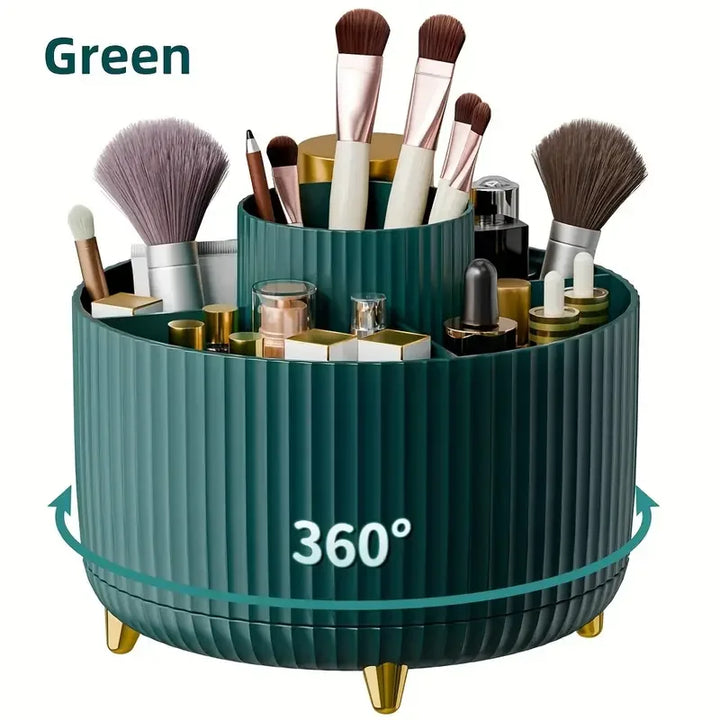 360° Rotating 5 Slot Makeup Brushes Holder Organizer Multi-Functional Desk Storage Cosmetics Storage for Vanity Desktop Bathroom