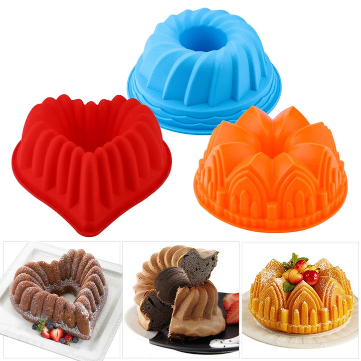 3D Shape Random Color Silicone Pastry Cake Mold DIY Baking Dessert Mousse Cake Baking Tools Art Cake Baking Tray Tool Model