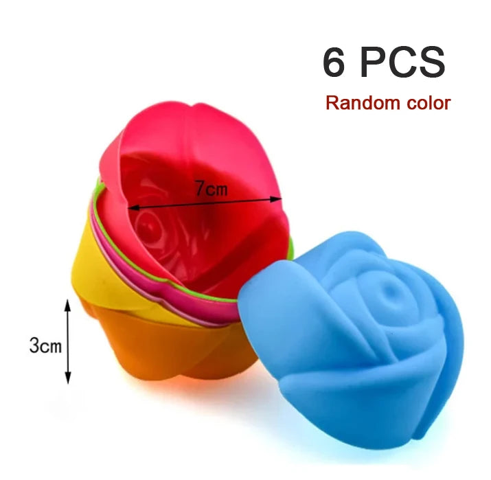 6/12PCS Silicone muffin mold Round muffin cup Heart cake baking mold Kitchen Cooking supplies Cake decorating tools