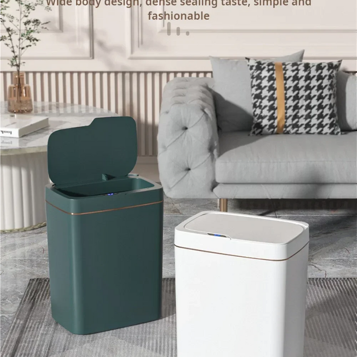 Smart Bathroom Trash Can Automatic Bagging Electronic Trash Can White Touchless Narrow Smart Sensor Garbage Bin Smart Home 15L