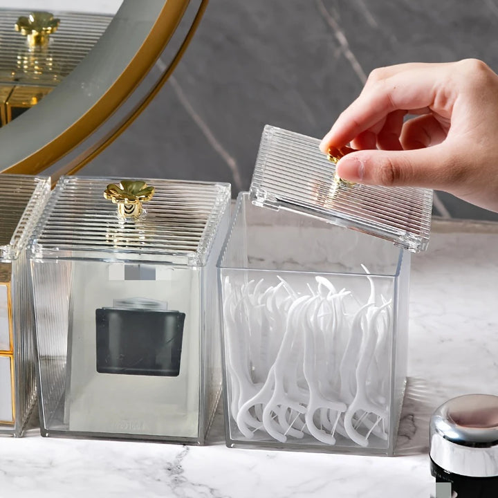 Storage Box Acrylic Dust-Proof Transparent Jewelry Box Makeup Removal Cotton Swab Lipstick Container Desktop Storage Organizer