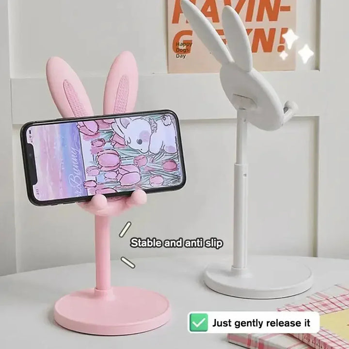 Cell Phone Stand,Angle Height Adjustable Bunny Phone Stand for Desk,Cute Rabbit Phone Holder Stand for Desk Mobile universal