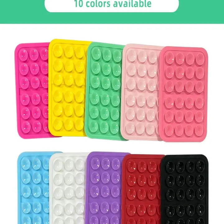 Phone Silicone Suction Cup Stand + 24pcs Square Suction Cups + Silicone Suction Cup Anti-Slip Mat For Phone Cases