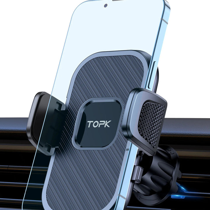 TOPK Car Phone Holder Air Vent Car Mount [Big Phone & Thick Cases] Hands Free Cell Phone Automobile Clamp Cradles for All Phones