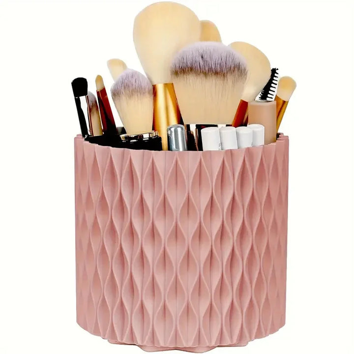 360° Rotating 5 Slot Makeup Brushes Holder Organizer Multi-Functional Desk Storage Cosmetics Storage for Vanity Desktop Bathroom