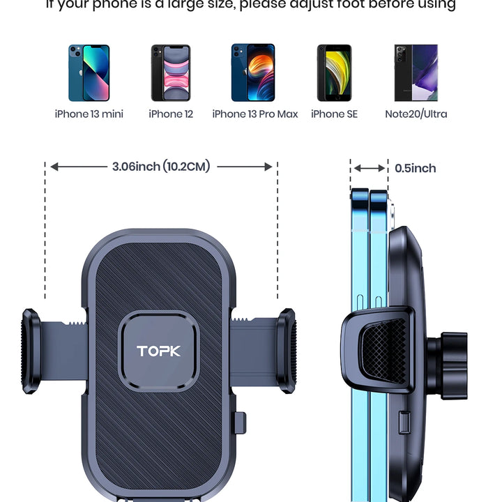 TOPK Car Phone Holder Air Vent Car Mount [Big Phone & Thick Cases] Hands Free Cell Phone Automobile Clamp Cradles for All Phones