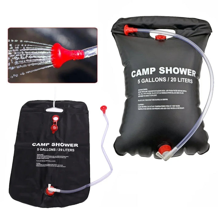 20L Portable Camping Shower Bag Outdoor Travel Hiking BBQ Cycling Beach Swimming Solar Heated Bathing Water Bag