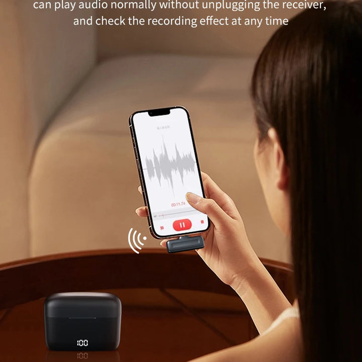 FIFAR Wireless Lavalier Lapel Microphone Portable Noise Reduction Audio Recording For iPhone Android With Charging Box