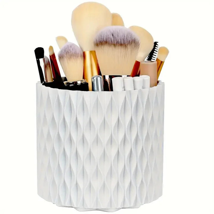 360° Rotating 5 Slot Makeup Brushes Holder Organizer Multi-Functional Desk Storage Cosmetics Storage for Vanity Desktop Bathroom