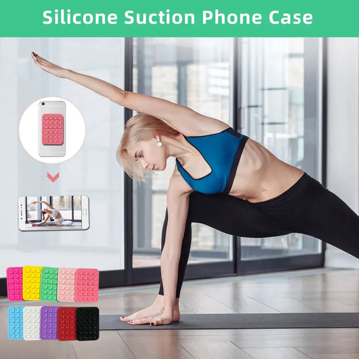 Phone Silicone Suction Cup Stand + 24pcs Square Suction Cups + Silicone Suction Cup Anti-Slip Mat For Phone Cases