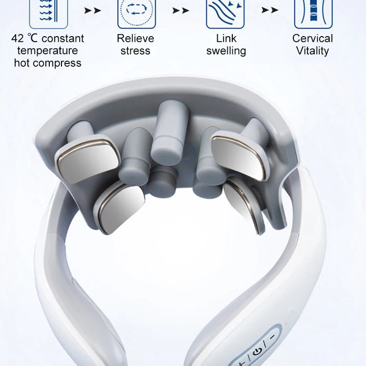 Neck Massage Machine 4 Head And Neck Protection Heating Machines Breathing Light Vibration Hot Compress Cervical Spine Machine