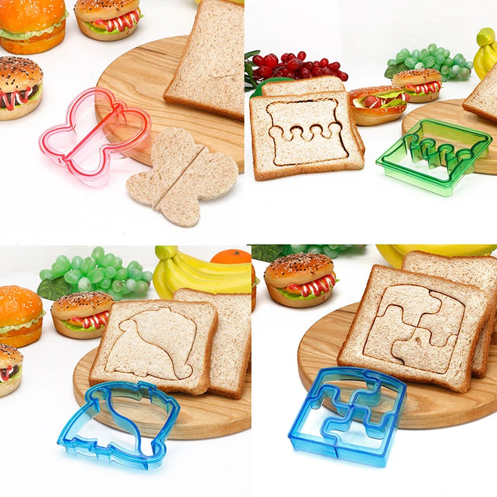 Sandwich Cutters Set for Children Food Cookie Bread Mold Maker Fruit and Vegetable Shapes Cutting Mould Baking Tools for Kids