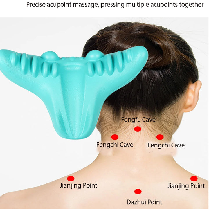 Neck Shoulder Stretcher Relaxer Cervical Chiropractic Traction Device Massage Pillow for Pain Relief Cervical Spine Alignment