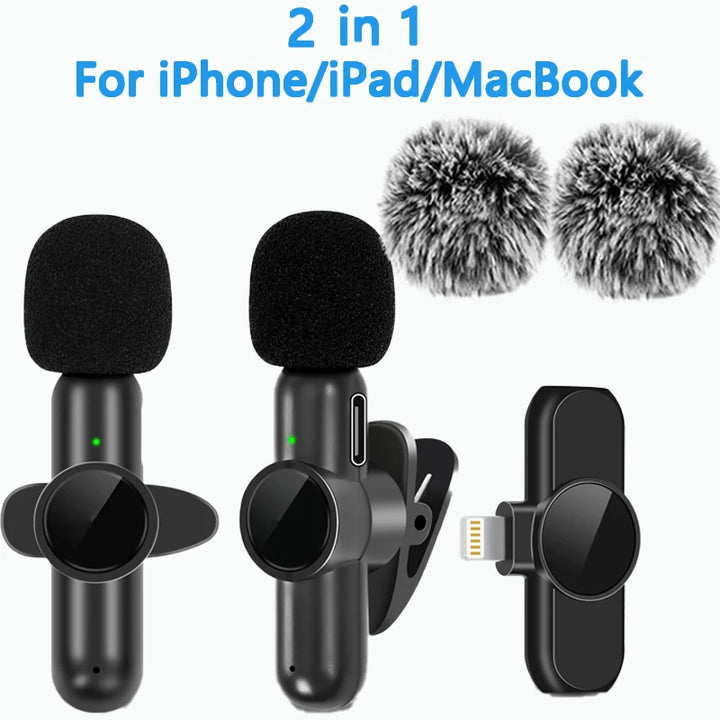 2.4G Wireless Lavalier Microphone Noise Cancelling Audio Video Recording for IPhone/iPad/Android/Xiaomi/Samsung Live Game Mic