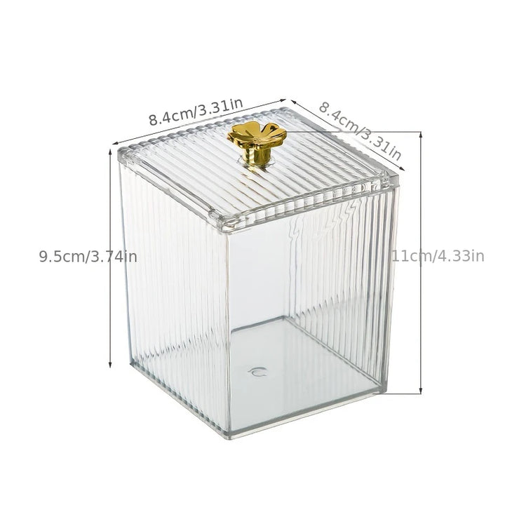 Storage Box Acrylic Dust-Proof Transparent Jewelry Box Makeup Removal Cotton Swab Lipstick Container Desktop Storage Organizer