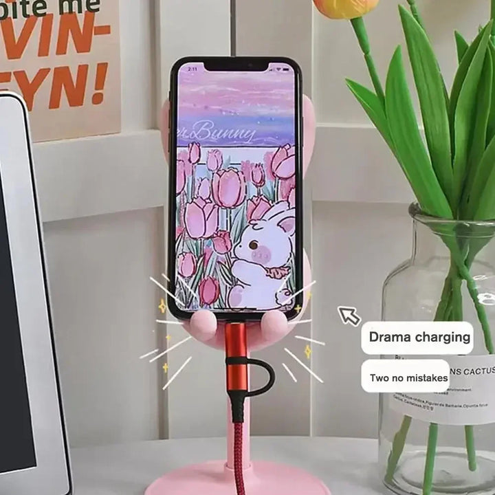 Cell Phone Stand,Angle Height Adjustable Bunny Phone Stand for Desk,Cute Rabbit Phone Holder Stand for Desk Mobile universal