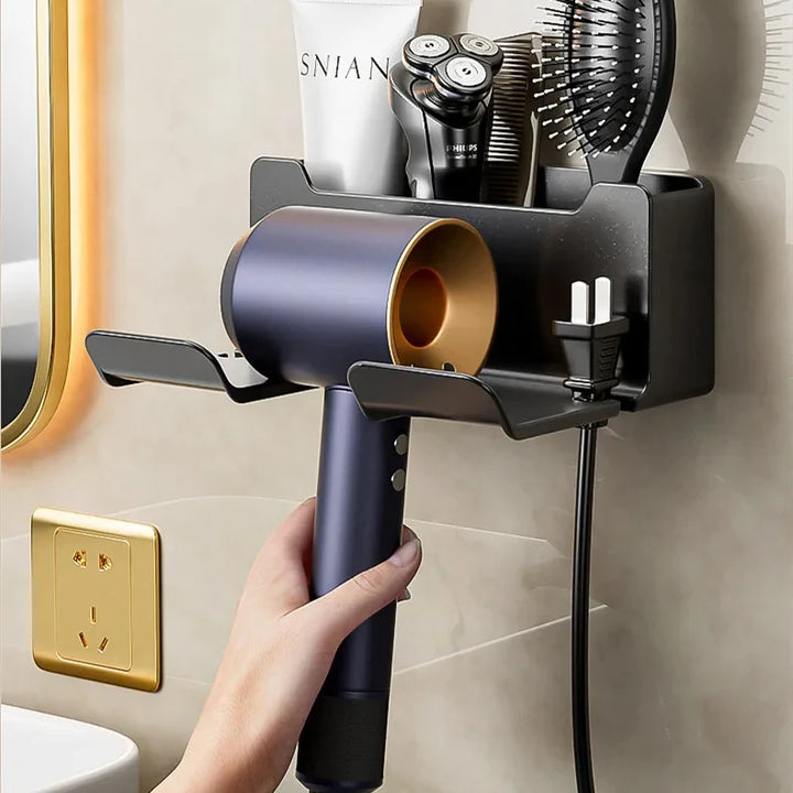 Wall Mounted Hair Dryer Holder For Dyson Bathroom Shelf without Drilling Plastic Hair dryer stand Bathroom Organizer